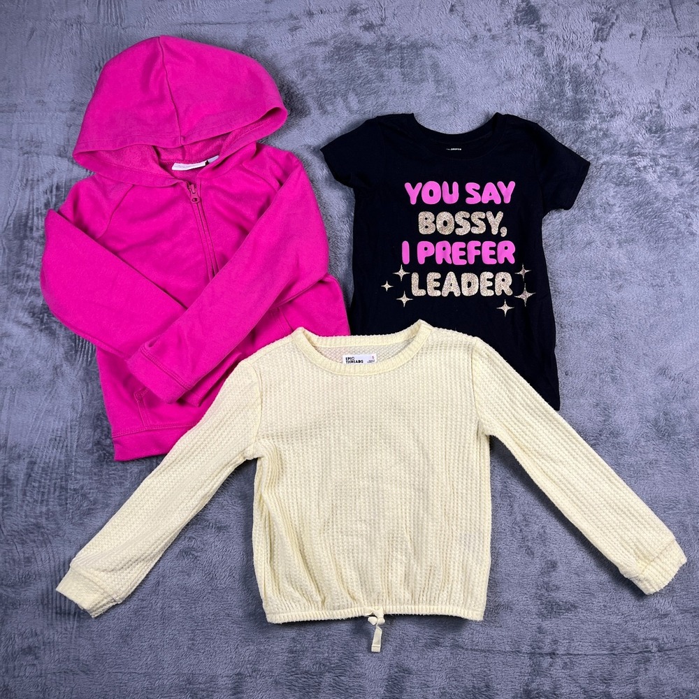 Childrens Place Epic Threads Girls 5T 3pc Set Hoodie Graphic T-Shirt Waffle Top